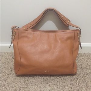 Lauren RL brown leather shoulderbag golden  metal.